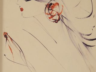F. GIORGIO. 'Elegante au chapeau'. Dessin, signé en bas à droite. Dim 
