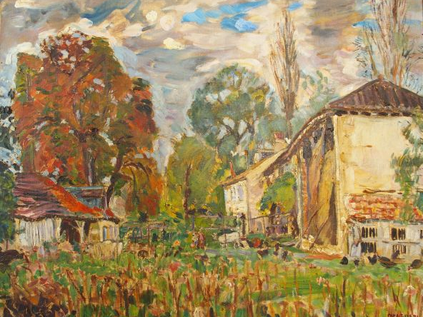 Mario CAVAGLIERI 'Moulin en Gascogne'. Huile sur toile, signée en bas 