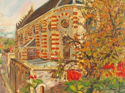 Mario CAVAGLIERI 'Le prieuré à Auch'. Huile sur toile, signée et datée