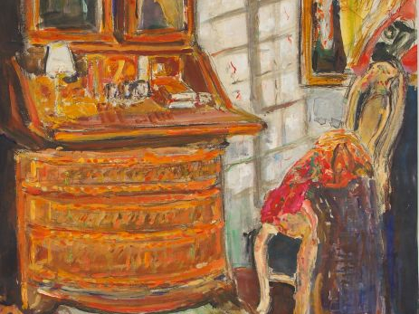 Mario CAVAGLIERI 'Vue d'intérieur, ou la commode-bureau'. Aquarelle go