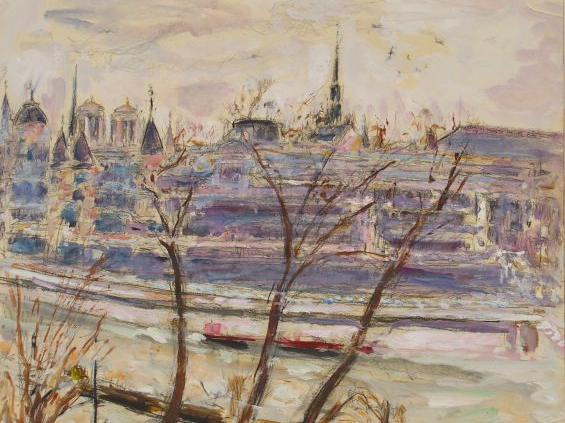 Mario CAVAGLIERI 'Vue de la Seine à Paris'. Aquarelle gouachée signée 