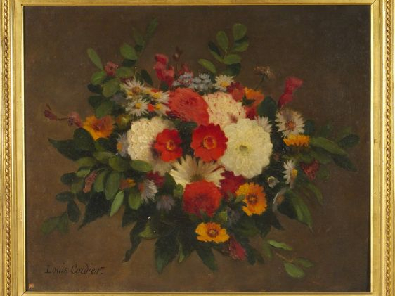 Louis CORDIER 'Bouquet de fleurs'. Huile sur toile signée en bas à gau