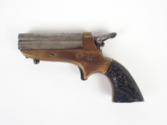 Vente aux enchères Pistolet Sharp à 4 canons superposés par lit de 2, chien rotatif, carc