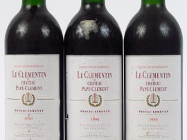 3 BOUTEILLES LE CLEMENTIN DE PAPE CLEMENT - 1990 - BG+/ETLA