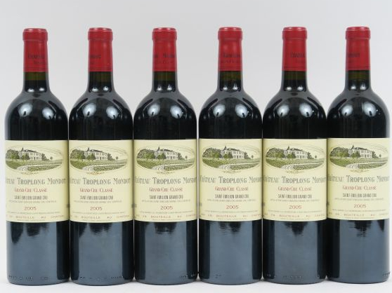 6 BOUTEILLES CHÂTEAU TROPLONG MONDOT 1er GCC ST EMILION - 2005 - CBO