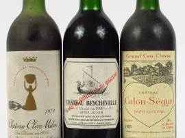 3 BOUTEILLES GCC : 1 CHÂTEAU CLERC MILON PAUILLAC 1979 HEP- 1 CHÂTEAU 