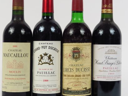 4 BOUTEILLES : 1 CHÂTEAU MAUCAILLOU MOULIS 1999 - 1 GRAND PUY DUCASSE 