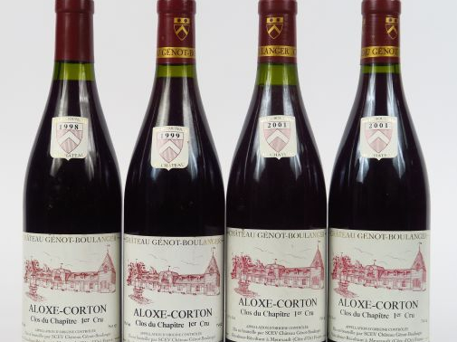 4 BOUTEILLES ALOXE CORTON 1er CRU 'CLOS DU CHAPITRE' GENOT BOULANGER -