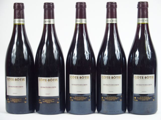 5 BOUTEILLES CÔTE ROTIE 'LES HAUTS DES CHEYS' : 3 de 2006 - 2 de 2007