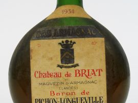 1 BOUTEILLE BAS ARMAGNAC CHÂTEAU DE BRIAT BARON DE PICHON LONGUEVILLE 