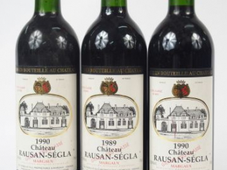 Vente aux enchères 3 BOUTEILLES DU CHATEAU RAUSAN SEGLA GCC MARGAUX - 1/1989 2/1990 1 BG