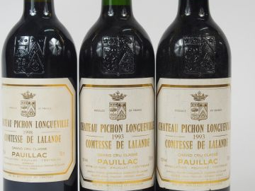 3 BOUTEILLES CHATEAU PICHON COMTESSE DE LALANDE GCC PAUILLAC - 2/1993 