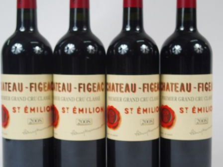4 BOUTEILLES CHATEAU FIGEAC 1ER GCC ST EMILION - 2008