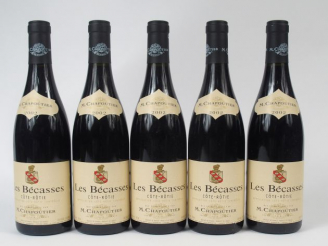 Vente aux enchères 5 BOUTEILLES COTE ROTIE "LES BECASSES" CHAPOUTIER - 2002