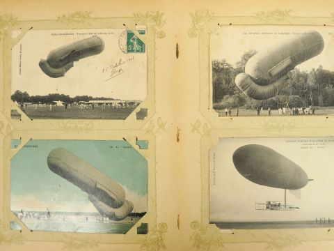 Album de cartes postales : 30 sur les dirigeables et ballons. Photogra