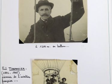 Ensemble de 9 photographies : 2 de Paul Tissandier, 2 de Santos Dumont