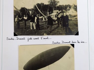 Ensemble de 9 photographies : 2 de Paul Tissandier, 2 de Santos Dumont