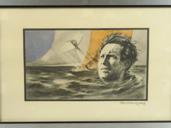 Paul LENGELLE 'Mermoz'. Lithographie en couleur contresignée en bas à 