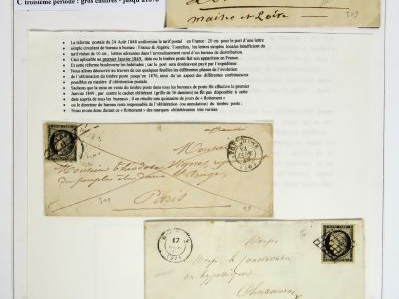 Ensemble de 8 plis datés de 1849 à 1876 relatant les débuts de l'oblit