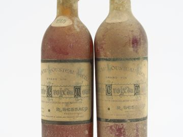 2 BOUTEILLES CHÂTEAU LOUSTEAU VIEIL STE CROIX DU MONT - 1969 - 1 HEP/B