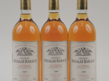 3 BOUTEILLES CHÂTEAU SIGALAS RABAUD 1er CC SAUTERNES - 1995