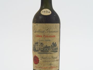 1 BOUTEILLE CHÂTEAU GRANINS GRAND POUJEAUX MOULIS - 1934 - HEP/ELF