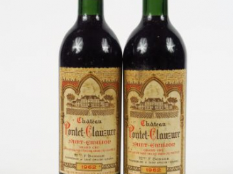 Vente aux enchères 2 BOUTEILLES CHÂTEAU PONTET CLAUZURE GCC ST EMILION - 1962 - BG++