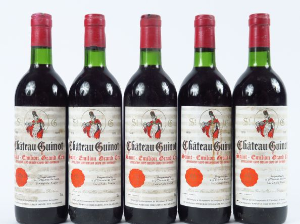 5 BOUTEILLES CHÂTEAU GUINOT GC ST EMILION - 1978 - BG