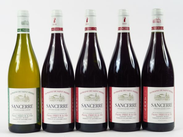 5 BOUTEILLES SANCERRE DOMAINE DE ST PIERRE PRIEUR - 2005 - 4 ROUGES/1 