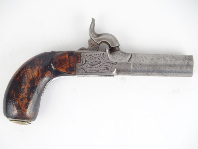 261-Pistolet de poche à percussion à coffre, canon rond à balle forcée