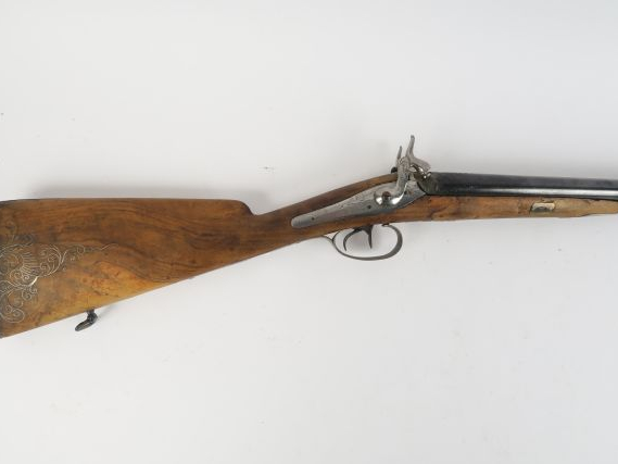 242.Fusil juxtaposé à percussion et à platine à l’arrière mécanisme fo