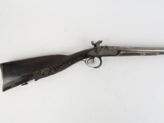 Vente aux enchères 209- Très joli fusil de chasse Français juxtaposé à percussion platine