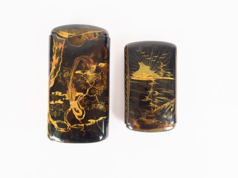 Lot comprenant deux étuis en écaille de tortue, à décor de Martin-pêch