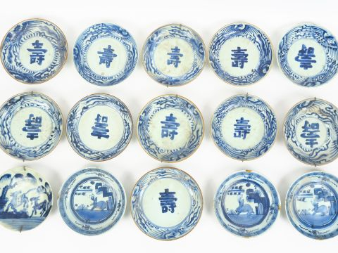 Lot de porcelaines de Hue (égrenures et accidents)