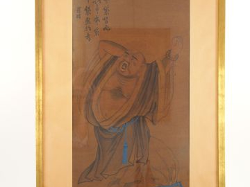 Deux peintures chinoises : l'une représentant Buddha (signature apocry