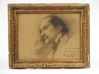 Vente aux enchères [ROSTAND]. Portrait d'Edmond Rostand par Eugène PASCAU, conservateur d