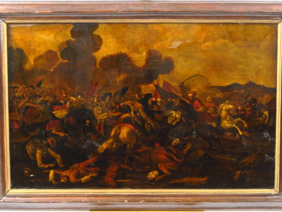 Gravure en couleurs XIXème 'Choc de cavalerie'