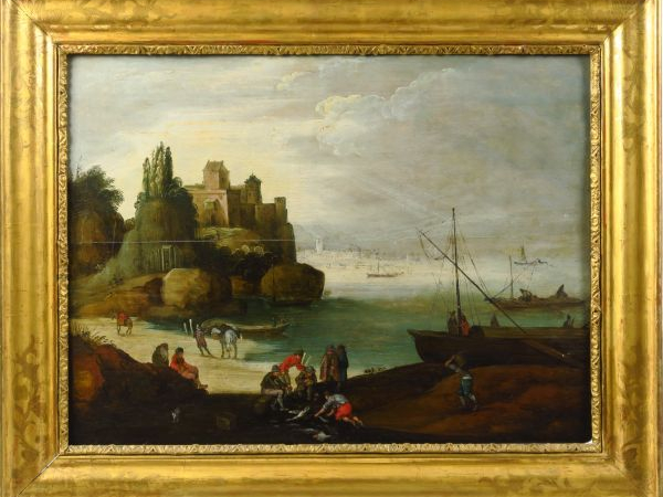 Ecole FLAMANDE vers 1640, suiveur de Jan BRUEGHEL 'Le retour de la pêc