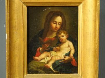 Ecole française fin XVIIIème « Vierge à l’Enfant ». Huile sur toile 30