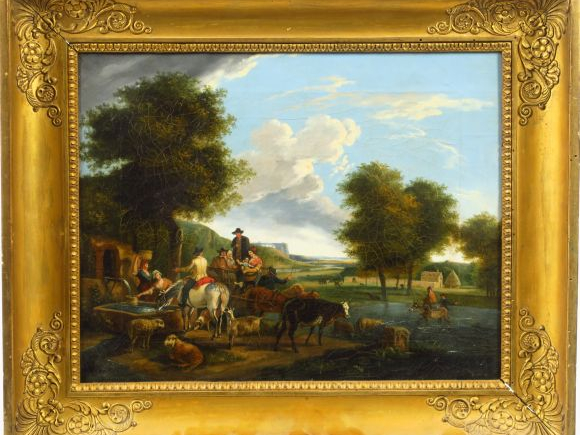 	Ecole FRANCAISE vers 1800, entourage de Jean-Louis DEMARNE 'A l'abreu