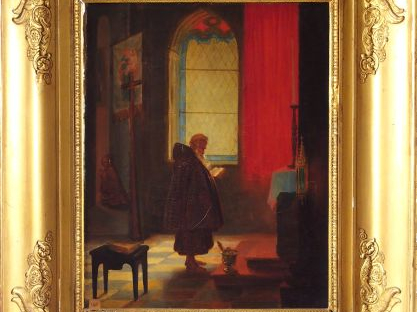 Ecole française XIXème "Religieux oriental à la lecture" et "Moine lis