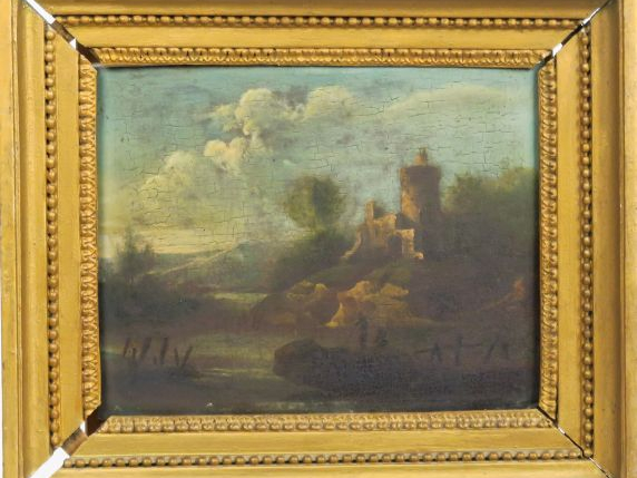 Ecole francaise XIXème 'paysage à la rivière animée'. Paire d'huiles s