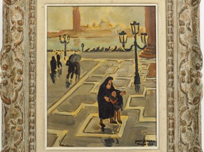 Yves BRAYER 'Venise'.  Huile sur toile, signée et située en bas à droi