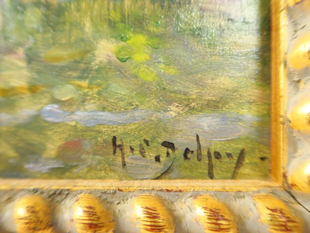 Hippolyte Camille DELPY 'Paysage à la rivière'. Huile sur panneau, sig