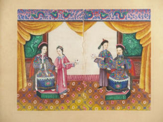 Vente aux enchères Paire de gouaches sur papier de riz. Canton fin XIXème. 32 x 41,5 cm (