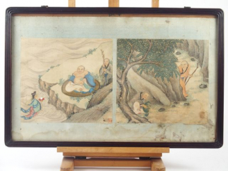 Vente aux enchères Suite de 8 feuilles d'albums représentant Bouddha et les disciples du 