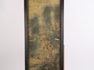 Vente aux enchères 4 peintures sur papier, à décor d'oiseaux et de végétaux (mauvais état