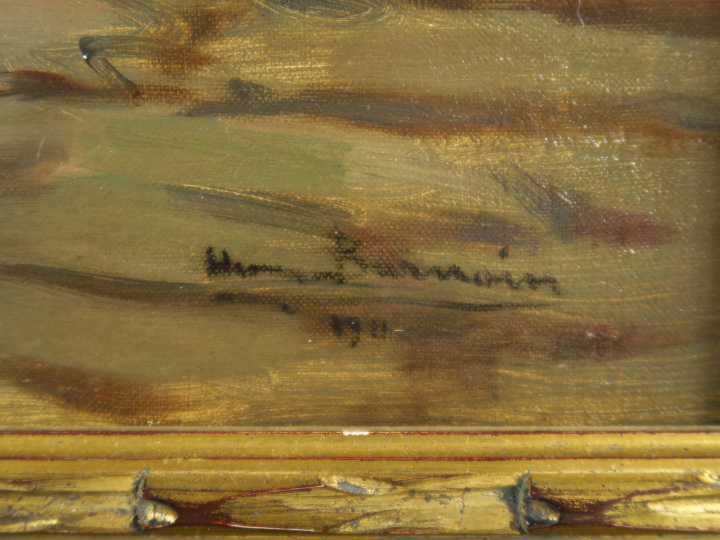 Henri Alphonse BARNOIN "Scène animée sur le port" Huile sur toile.  Si