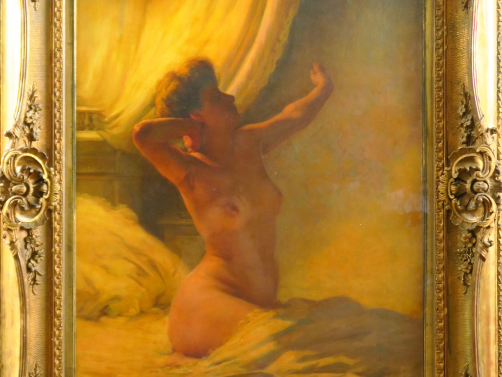 E. CHATEIGNON "Insomnie" Huile sur toile.  Signée en bas à gauche.  Da