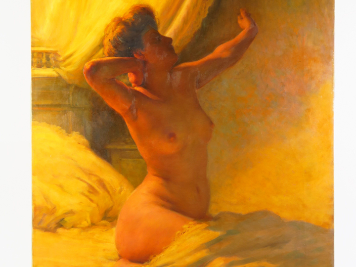 E. CHATEIGNON "Insomnie" Huile sur toile.  Signée en bas à gauche.  Da